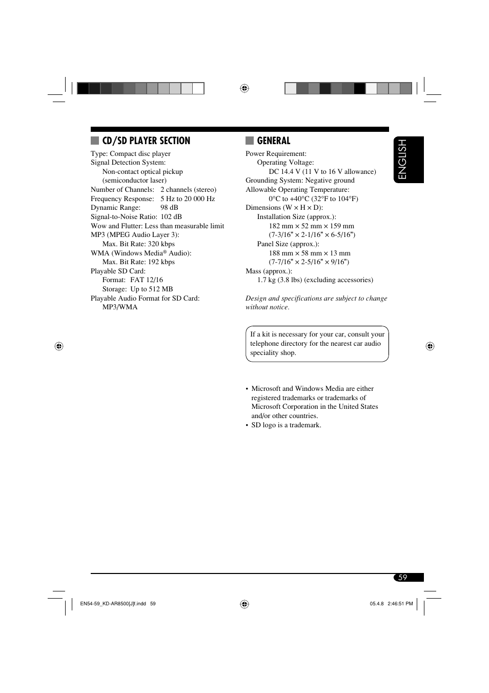 General | JVC KD-AR8500 User Manual | Page 59 / 177