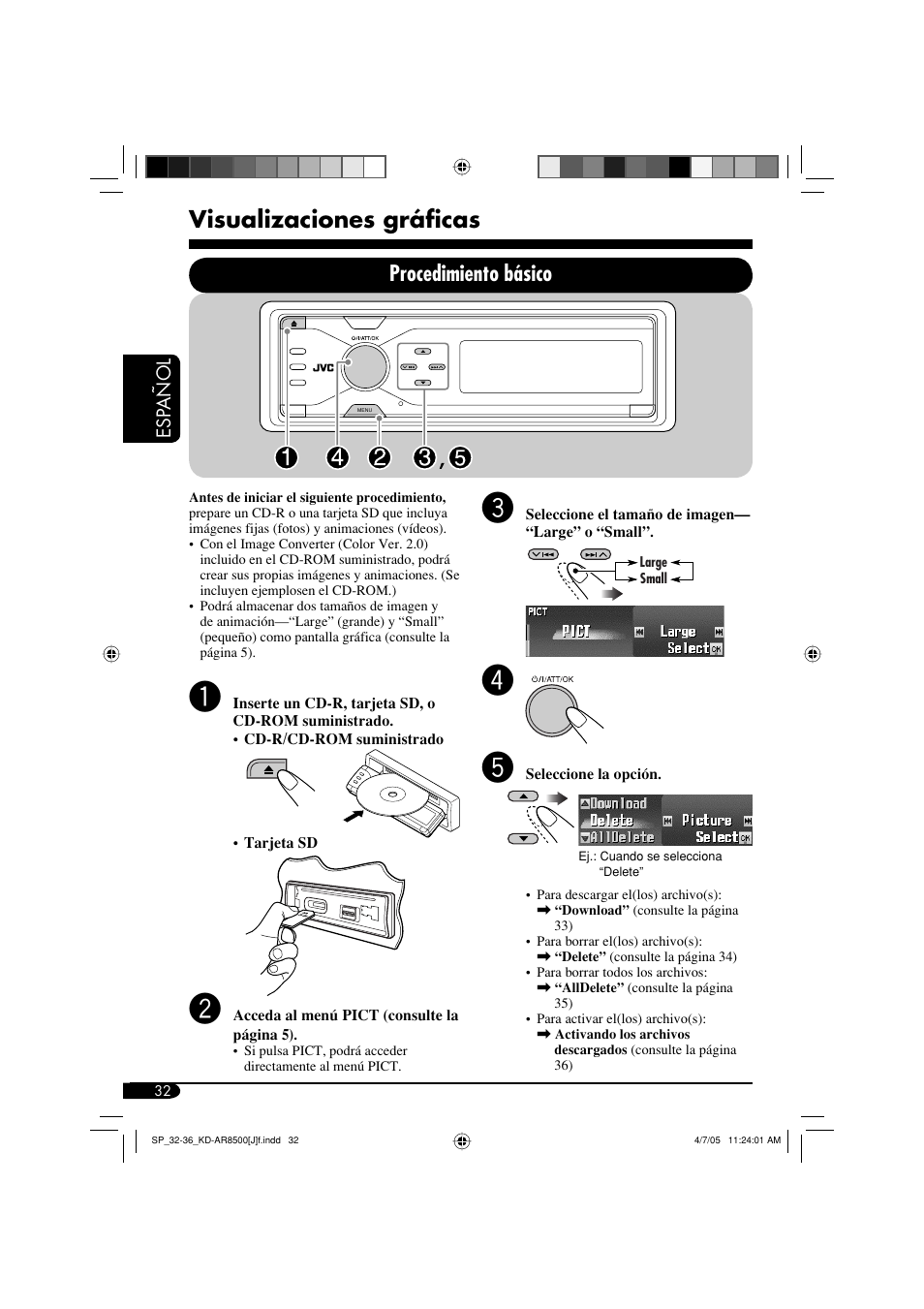 Visualizaciones gráficas, Procedimiento básico | JVC KD-AR8500 User Manual | Page 90 / 177