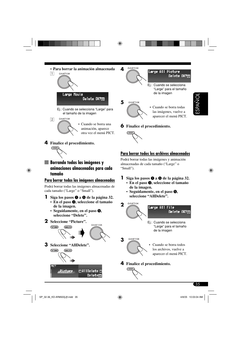 Esp añol 4 | JVC KD-AR8500 User Manual | Page 93 / 177