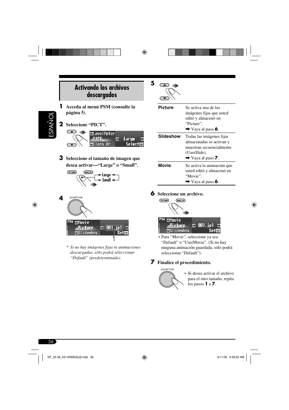 Activando los archivos descargados, Esp añol 5 | JVC KD-AR8500 User Manual | Page 94 / 177