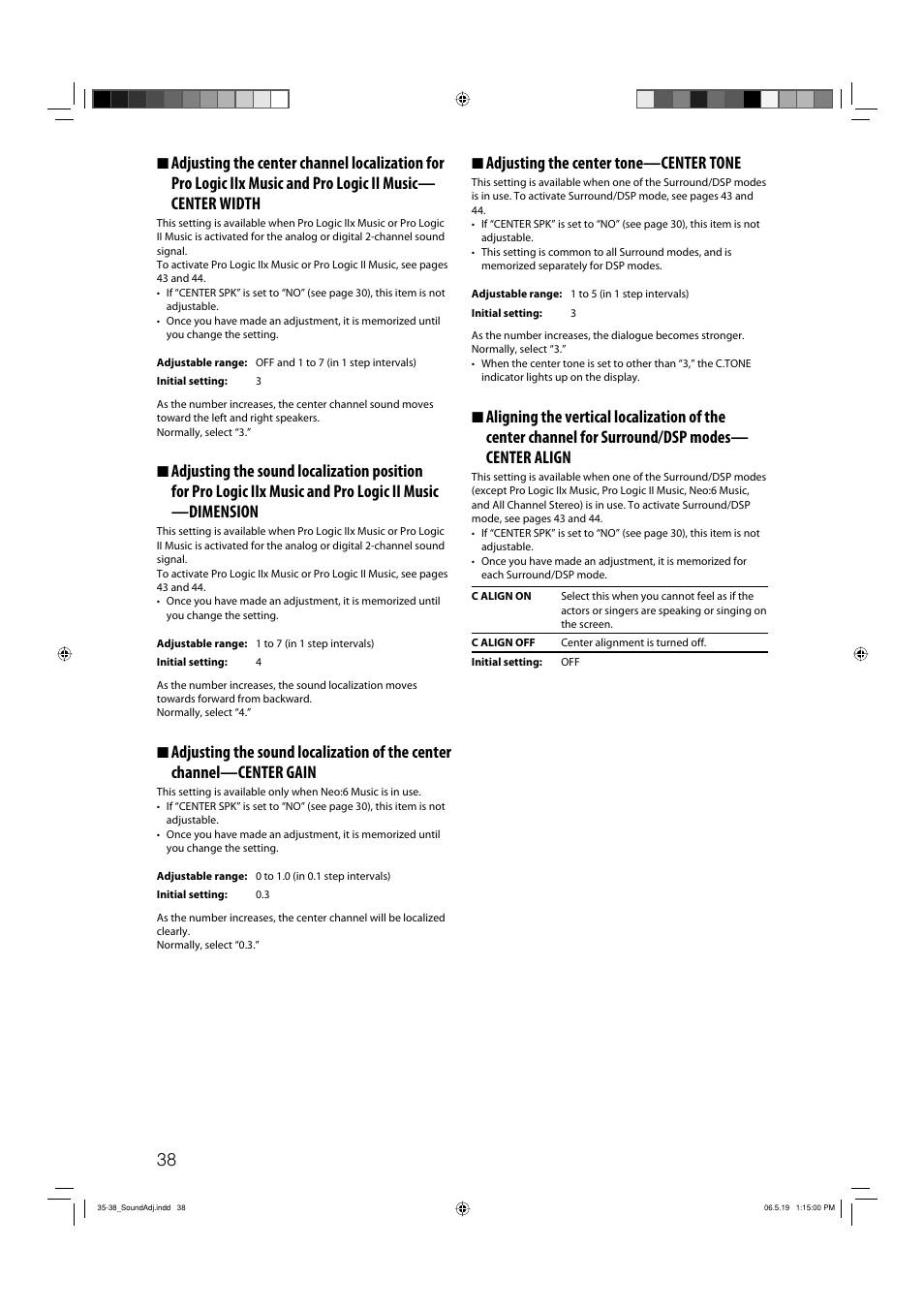 7 adjusting the center tone—center tone | JVC RX-D411S User Manual | Page 40 / 60