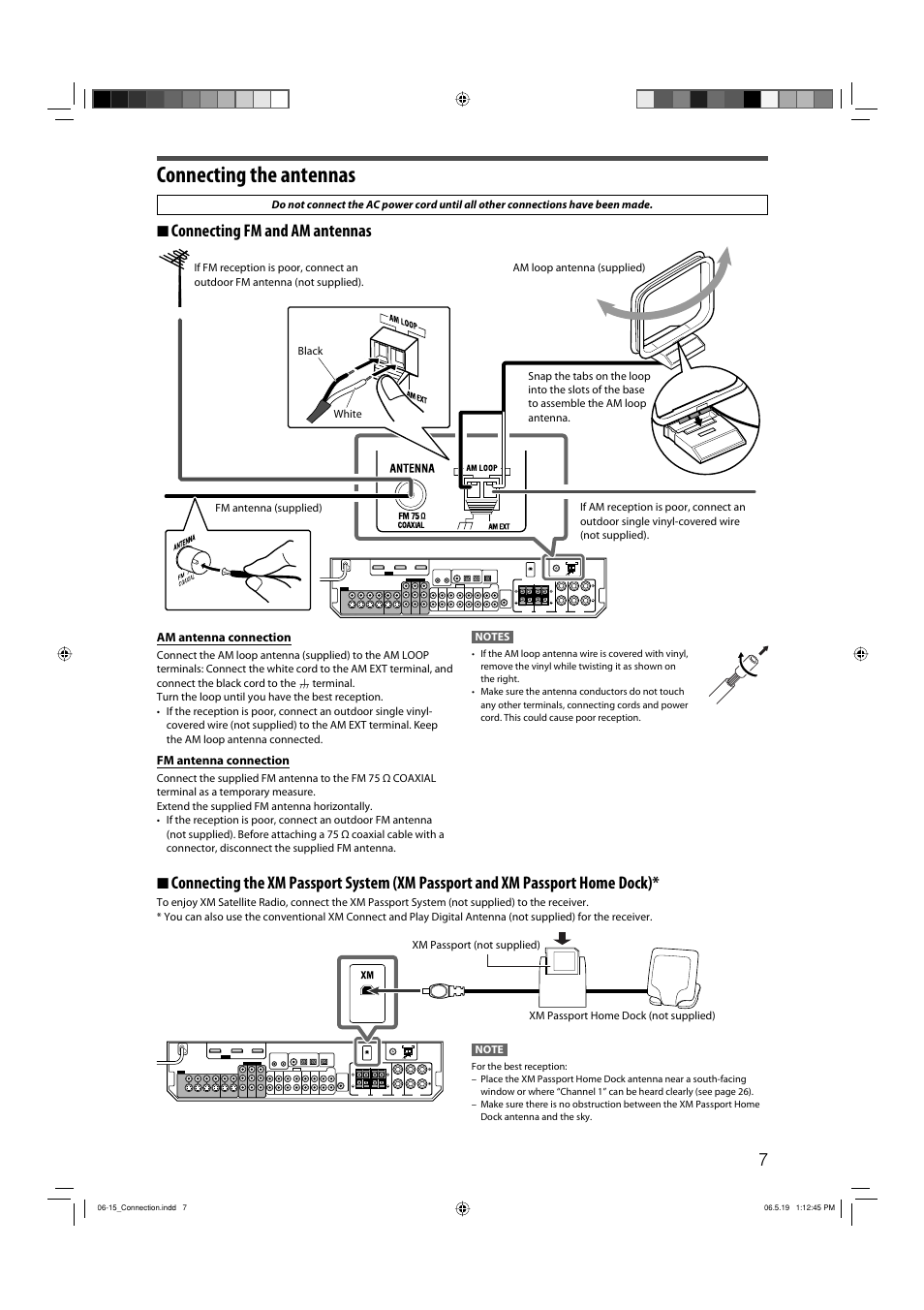 Connecting the antennas, 7 connecting fm and am antennas | JVC RX-D411S User Manual | Page 9 / 60