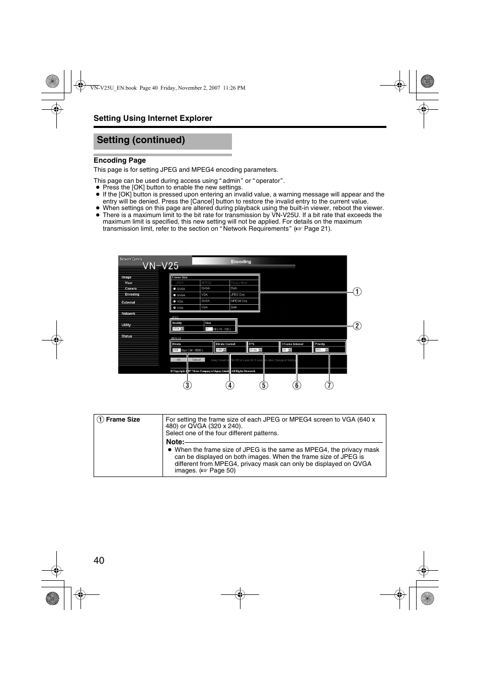 Setting (continued) | JVC VN-V25U User Manual | Page 40 / 92