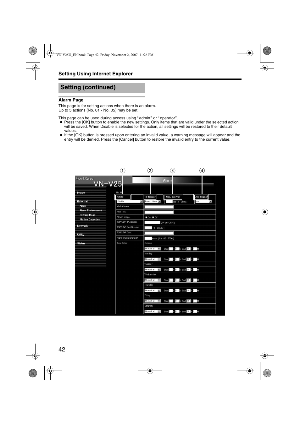 Setting (continued) | JVC VN-V25U User Manual | Page 42 / 92