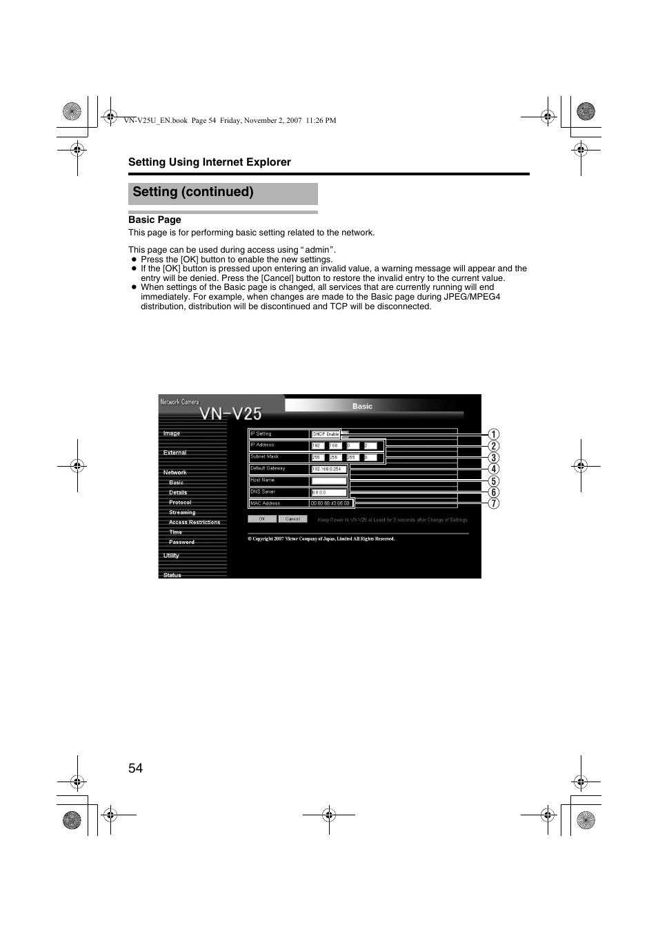 Setting (continued) | JVC VN-V25U User Manual | Page 54 / 92