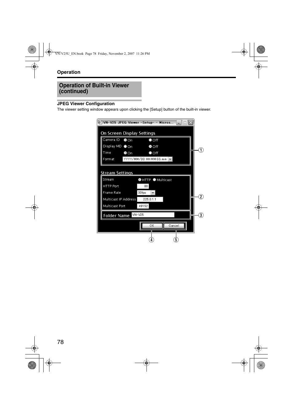 Jpeg viewer configuration, Operation of built-in viewer (continued) | JVC VN-V25U User Manual | Page 78 / 92