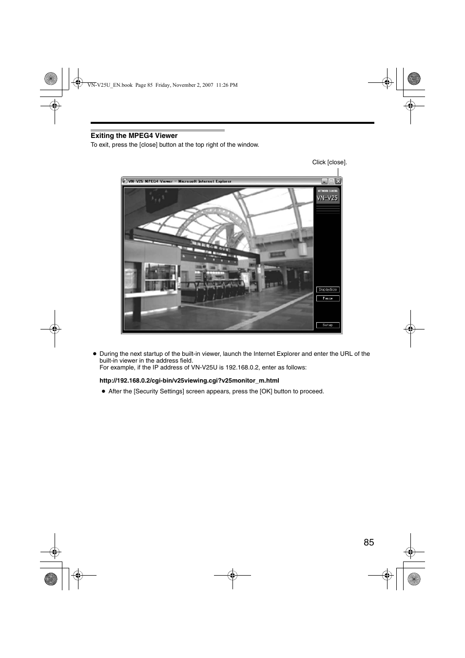 Exiting the mpeg4 viewer | JVC VN-V25U User Manual | Page 85 / 92