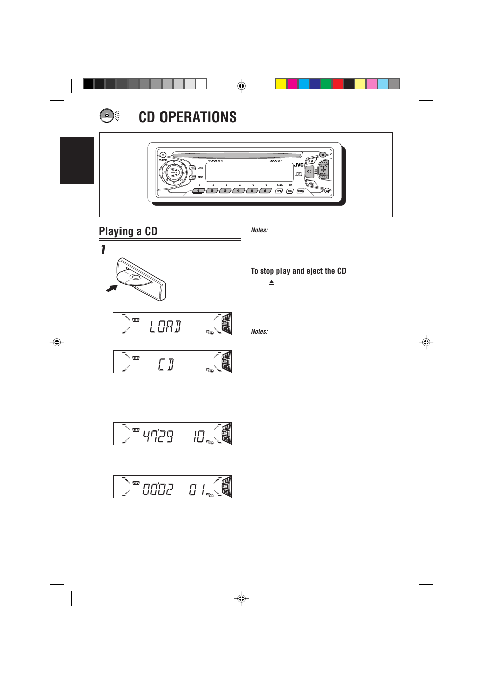 Cd operations, Playing a cd 1 | JVC KD-S717 User Manual | Page 10 / 24
