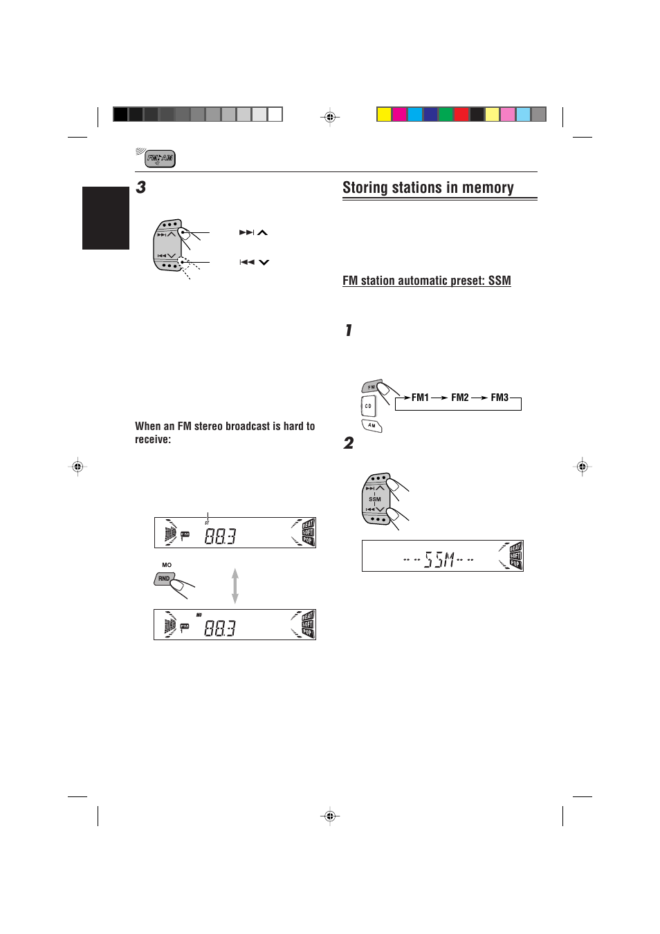 Fm station automatic preset: ssm | JVC KD-S717 User Manual | Page 8 / 24
