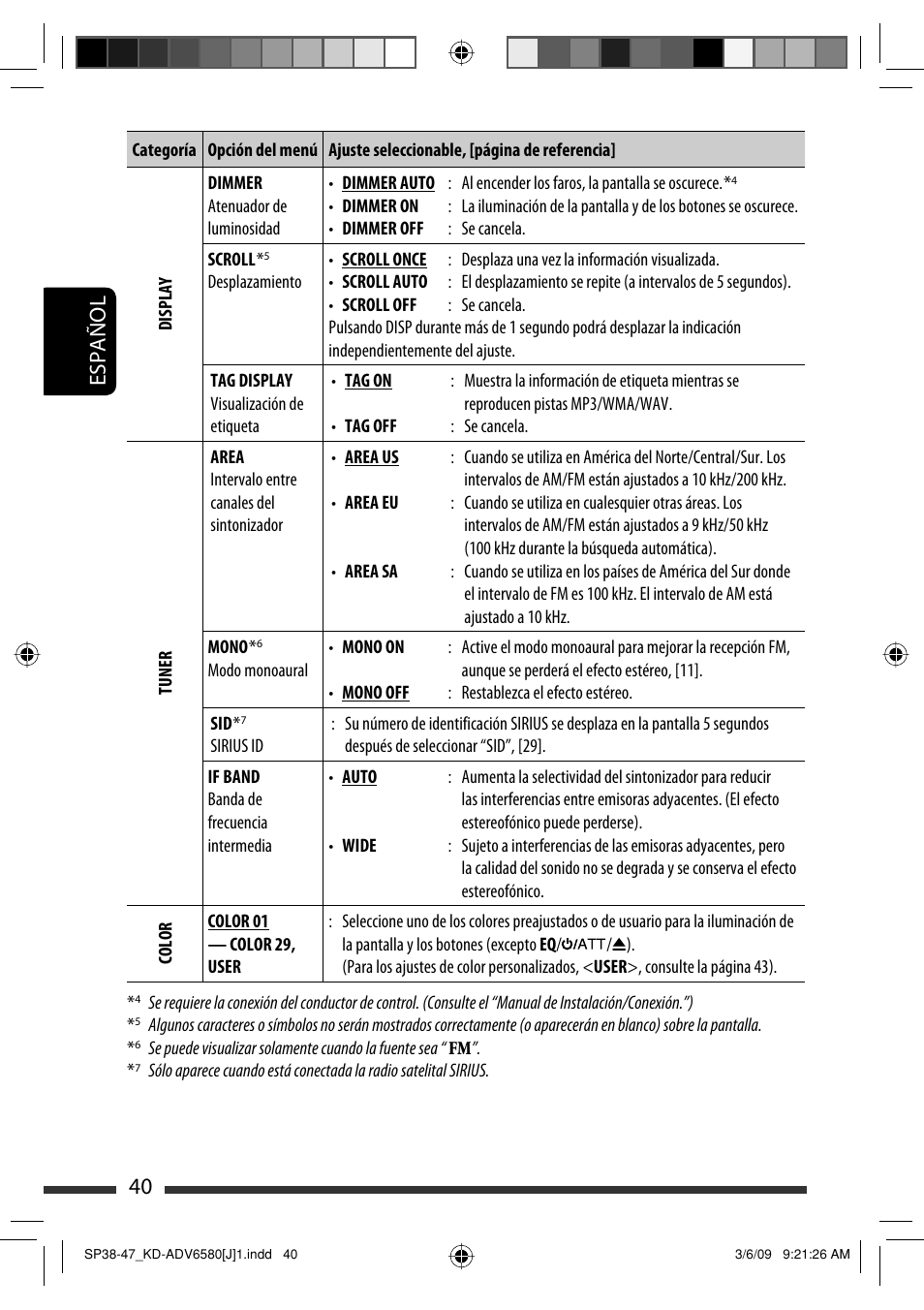 40 español | JVC KD-ADV6580 User Manual | Page 100 / 181