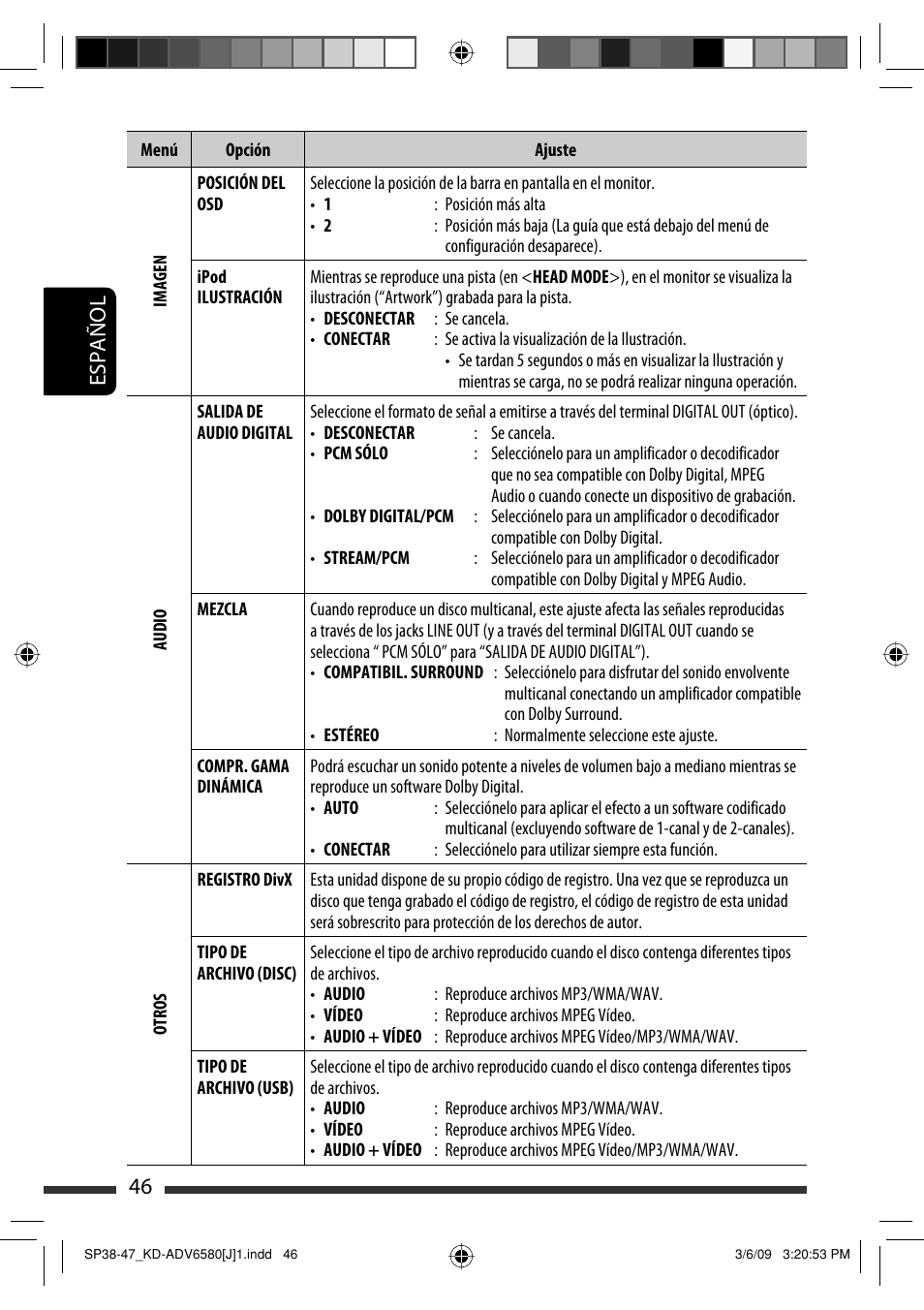 46 español | JVC KD-ADV6580 User Manual | Page 106 / 181