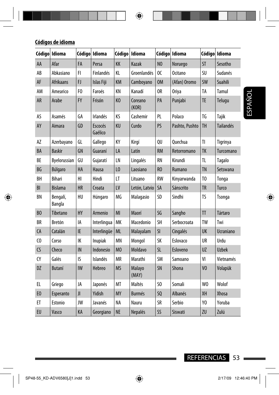 53 referencias español | JVC KD-ADV6580 User Manual | Page 113 / 181