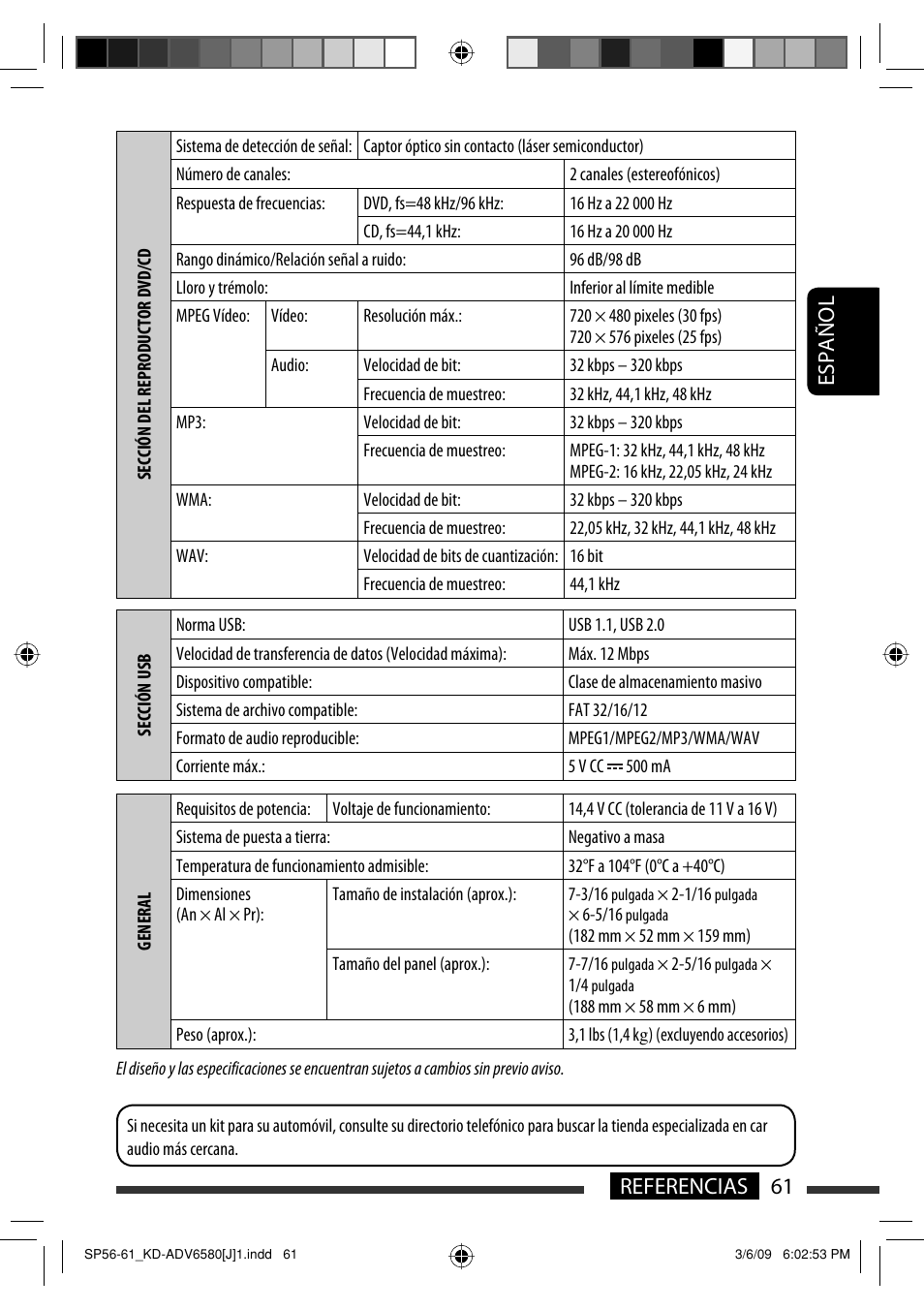 61 referencias español | JVC KD-ADV6580 User Manual | Page 121 / 181