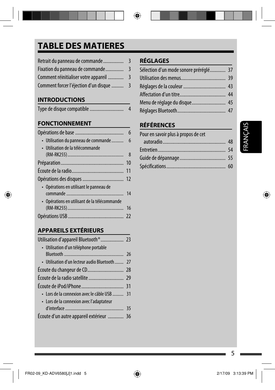 Table des matieres | JVC KD-ADV6580 User Manual | Page 125 / 181