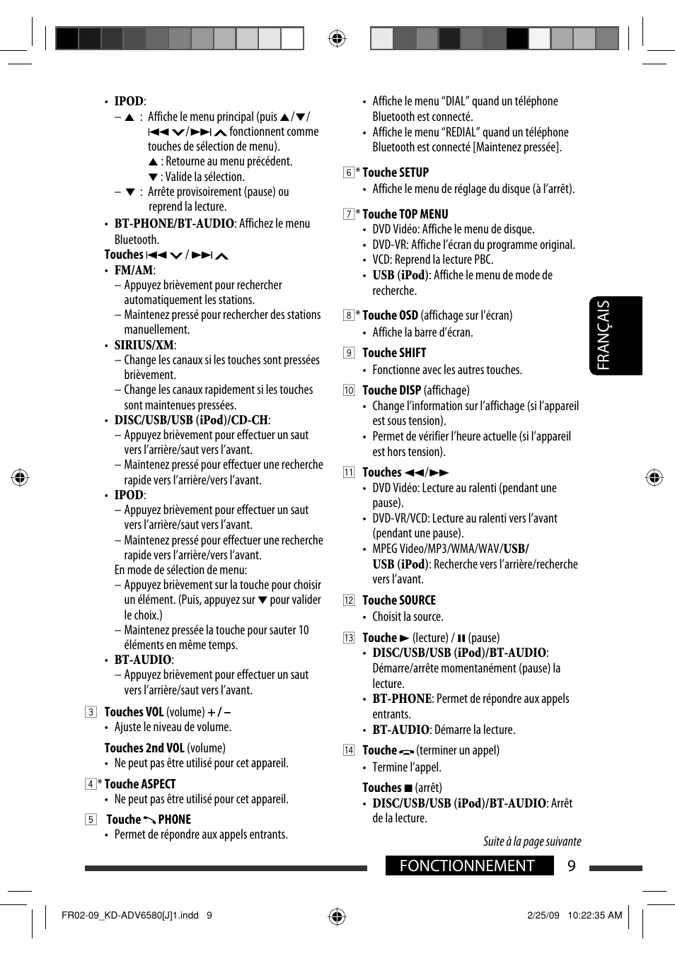 9fonctionnement français | JVC KD-ADV6580 User Manual | Page 129 / 181