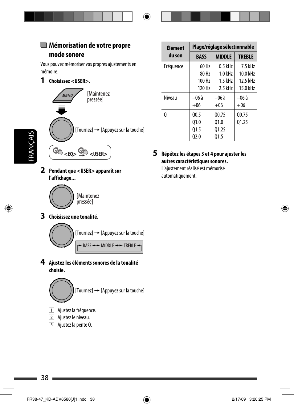Mémorisation de votre propre mode sonore, 38 français | JVC KD-ADV6580 User Manual | Page 158 / 181