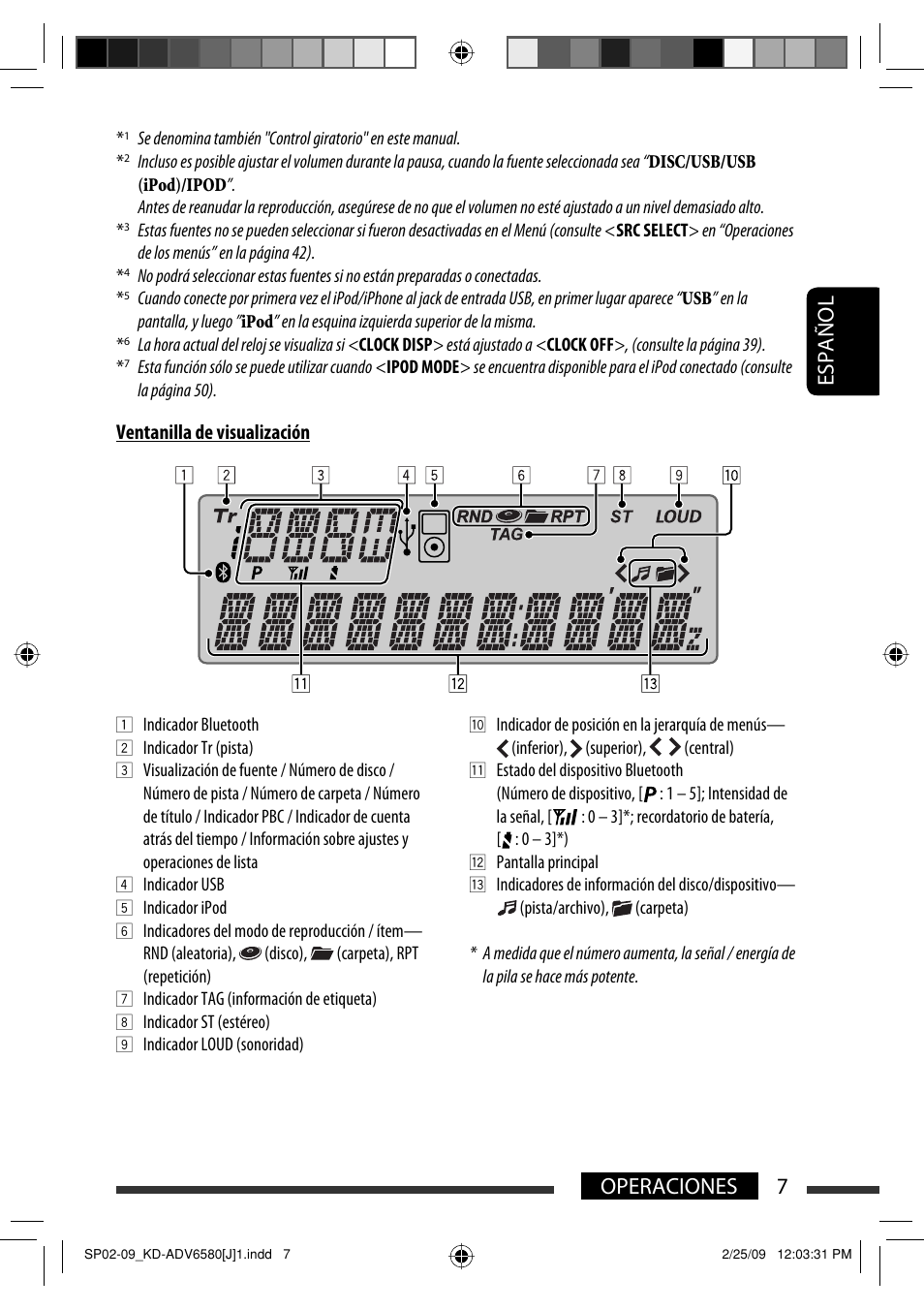 Español 7 operaciones español | JVC KD-ADV6580 User Manual | Page 67 / 181