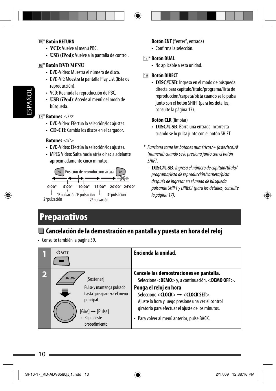 Preparativos, 10 español | JVC KD-ADV6580 User Manual | Page 70 / 181