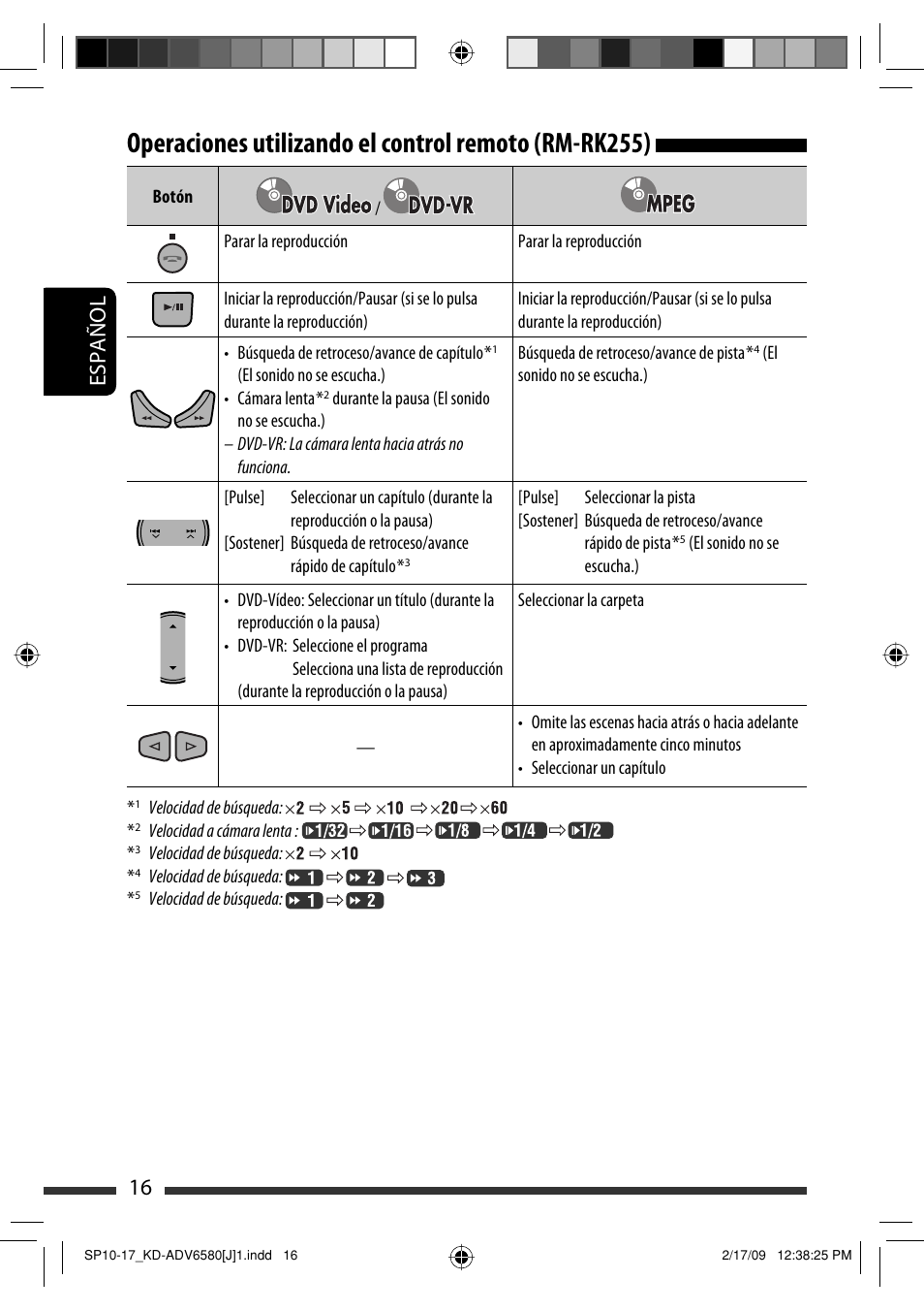 16 español | JVC KD-ADV6580 User Manual | Page 76 / 181