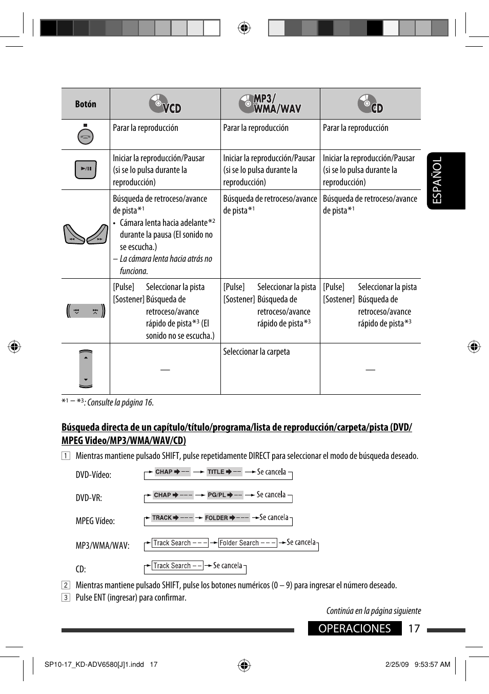 17 operaciones español | JVC KD-ADV6580 User Manual | Page 77 / 181