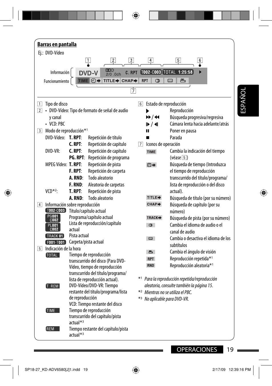 19 operaciones español | JVC KD-ADV6580 User Manual | Page 79 / 181