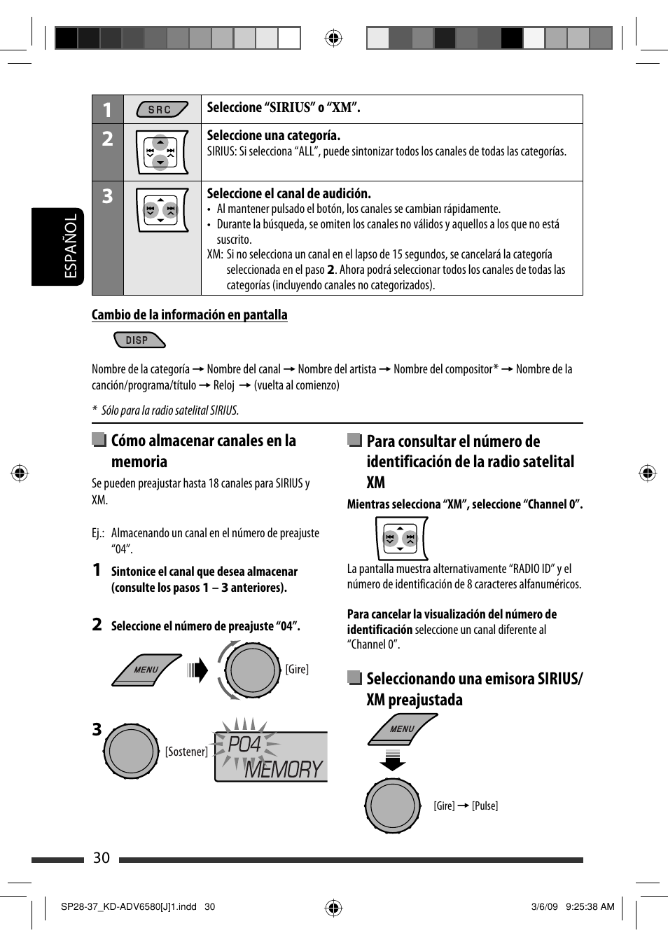 Seleccionando una emisora sirius/ xm preajustada | JVC KD-ADV6580 User Manual | Page 90 / 181