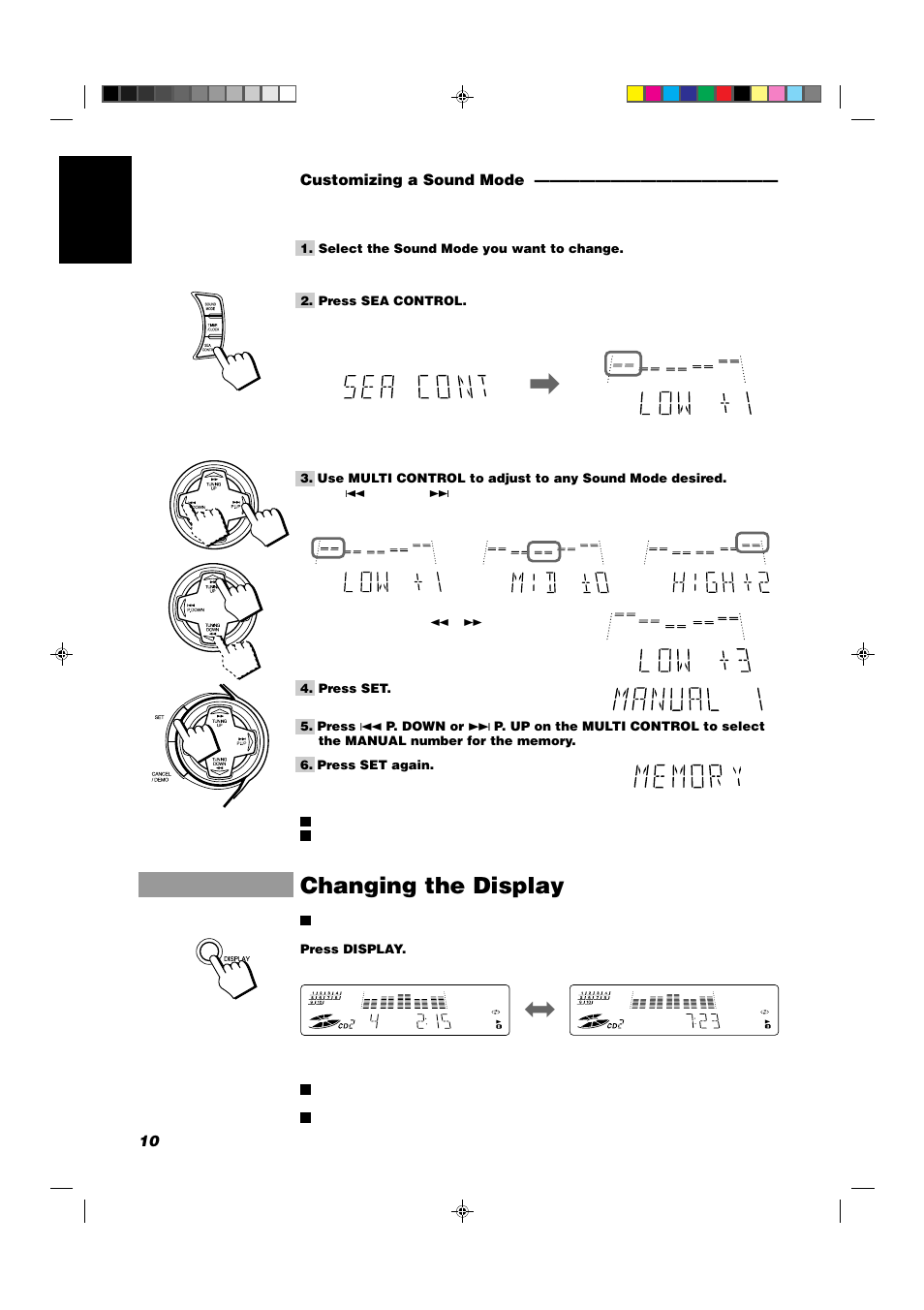 Changing the display | JVC CA-D432TR User Manual | Page 14 / 43