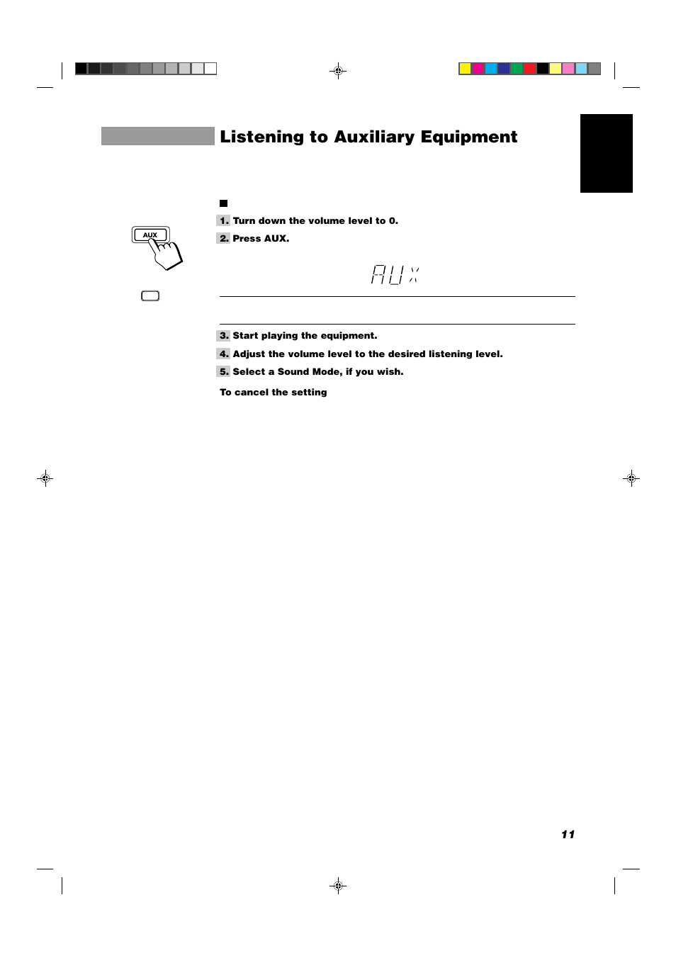 Listening to auxiliary equipment | JVC CA-D432TR User Manual | Page 15 / 43