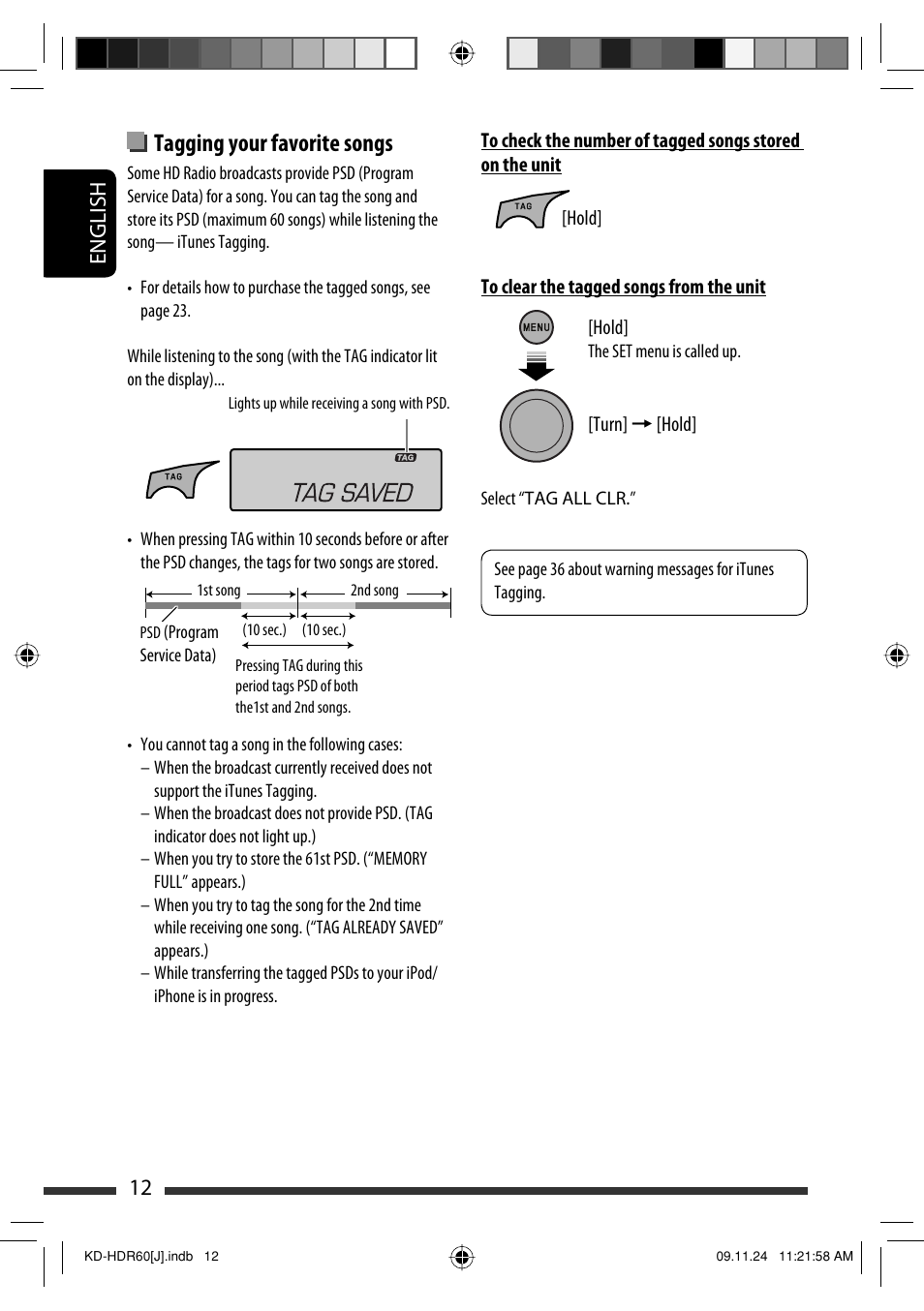 Tagging your favorite songs, English 12 | JVC LVT2095-001A User Manual | Page 12 / 136