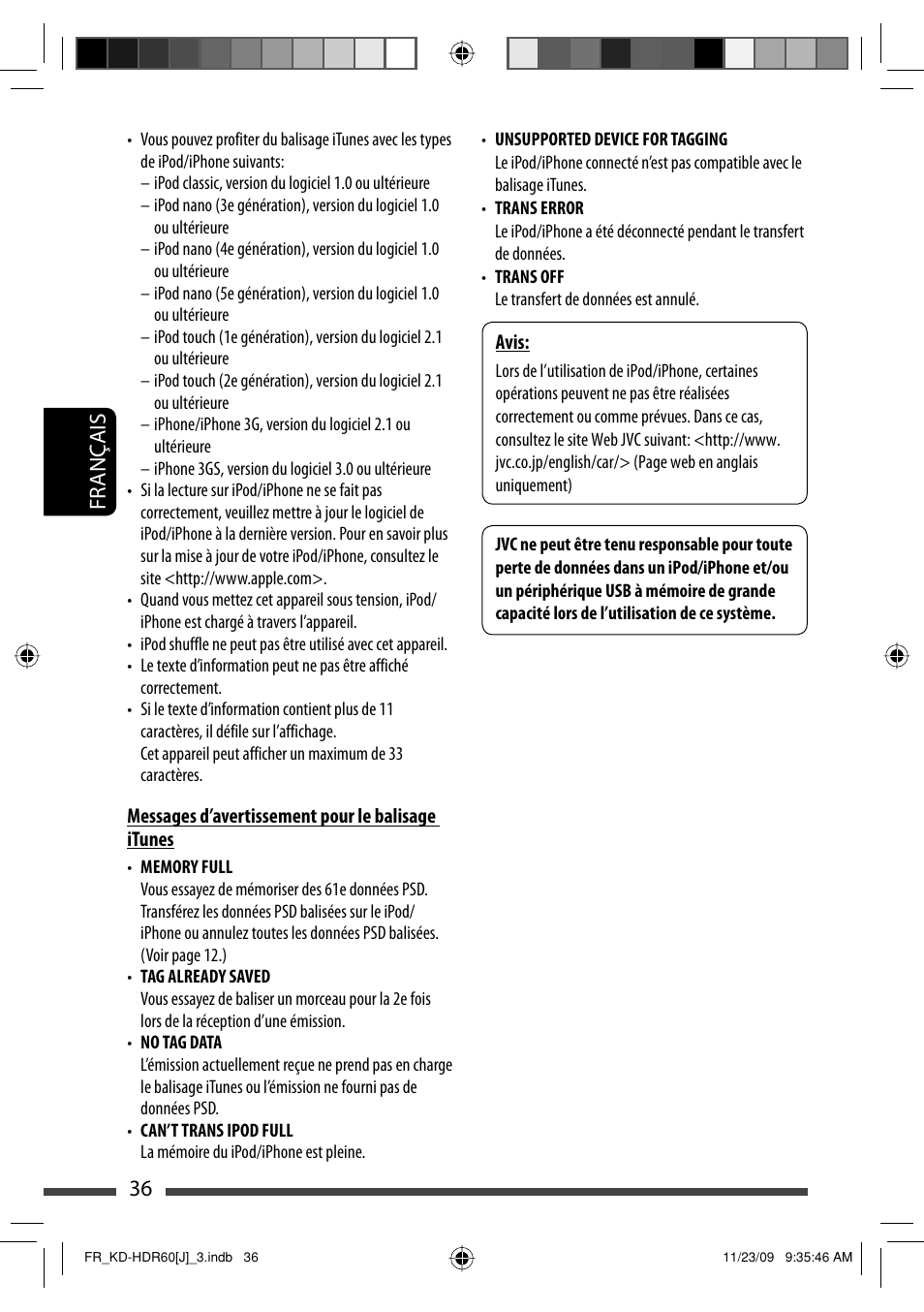36 français | JVC LVT2095-001A User Manual | Page 124 / 136