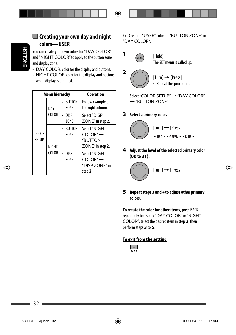 Creating your own day and night colors—user | JVC LVT2095-001A User Manual | Page 32 / 136