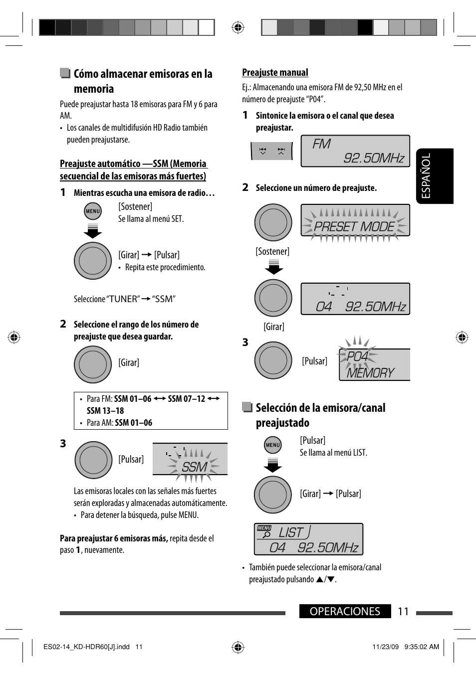 Selección de la emisora/canal preajustado | JVC LVT2095-001A User Manual | Page 55 / 136