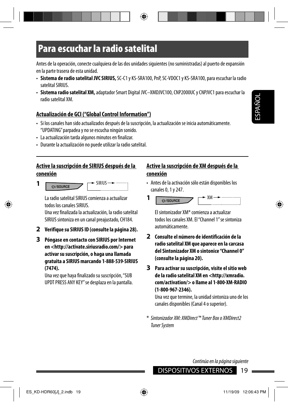 Para escuchar la radio satelital | JVC LVT2095-001A User Manual | Page 63 / 136