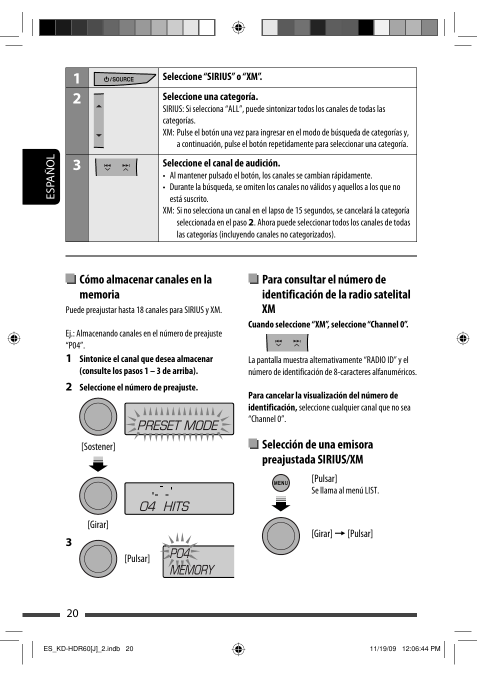 Selección de una emisora preajustada sirius/xm | JVC LVT2095-001A User Manual | Page 64 / 136