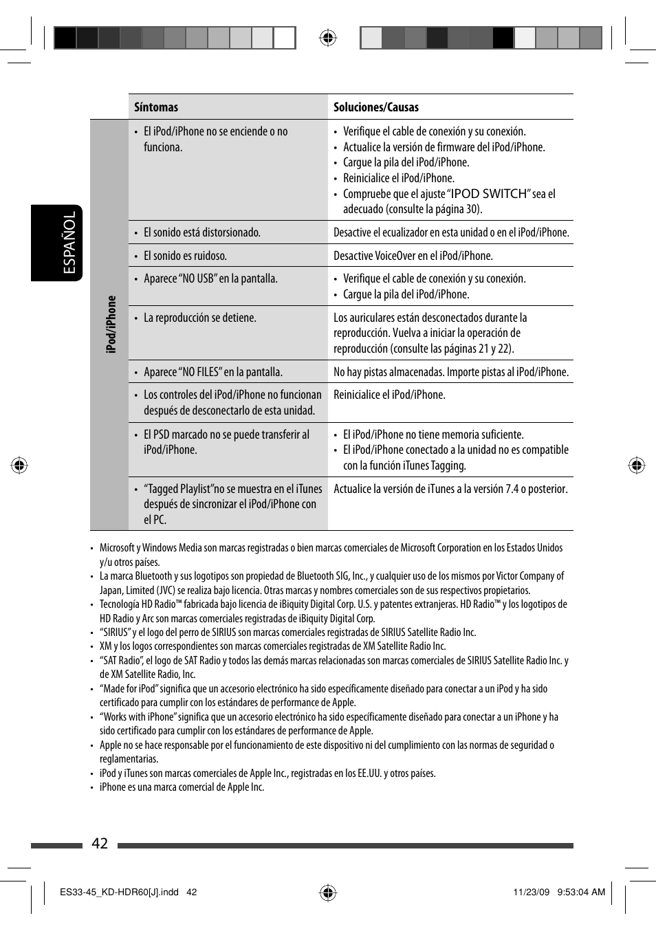 Esp añol 42 | JVC LVT2095-001A User Manual | Page 86 / 136