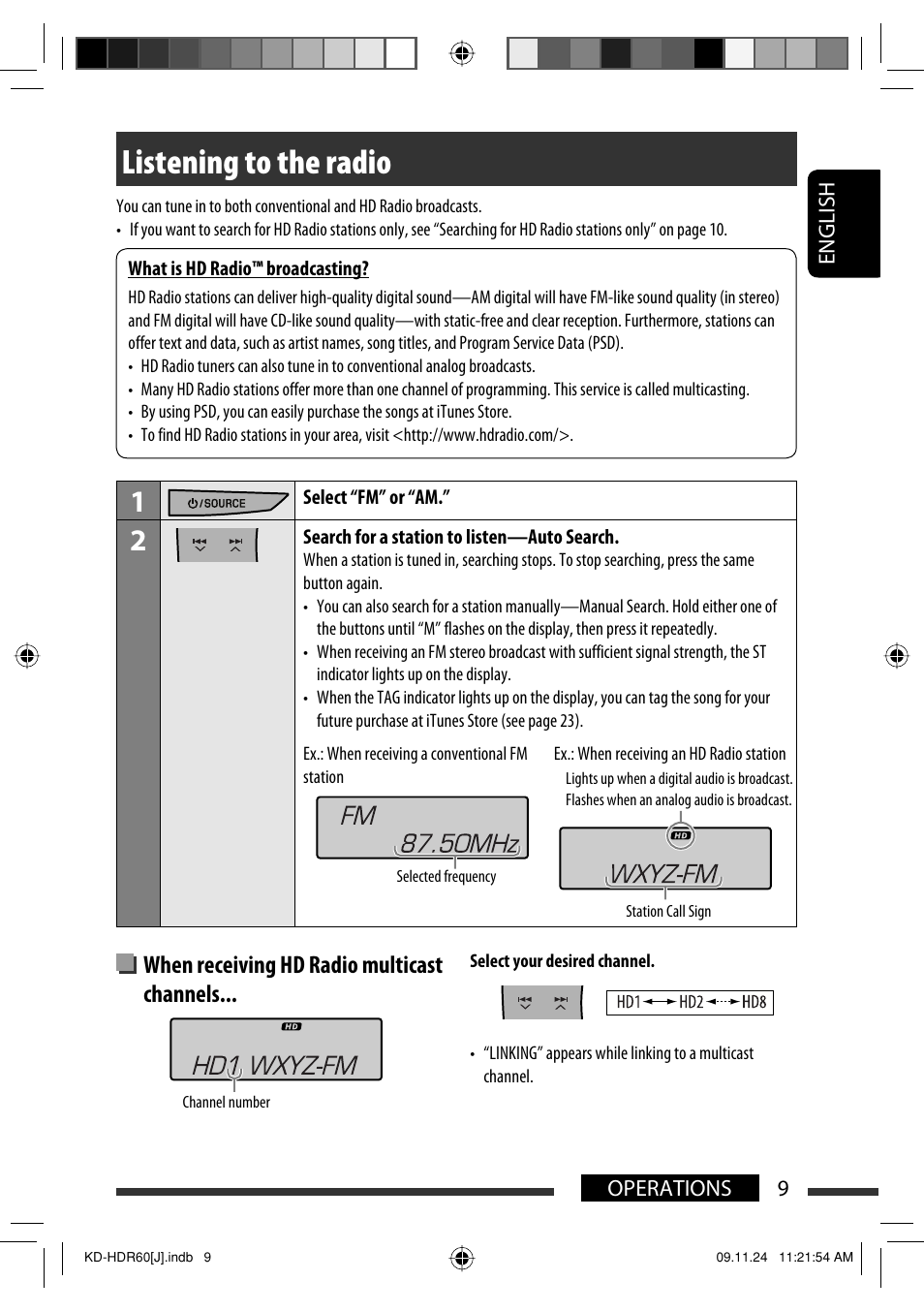Listening to the radio, When receiving hd radio multicast channels | JVC LVT2095-001A User Manual | Page 9 / 136