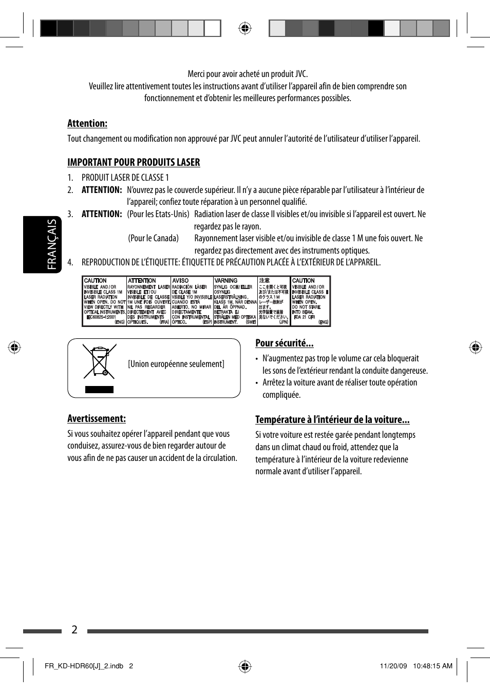 Francais, Français 2 | JVC LVT2095-001A User Manual | Page 90 / 136