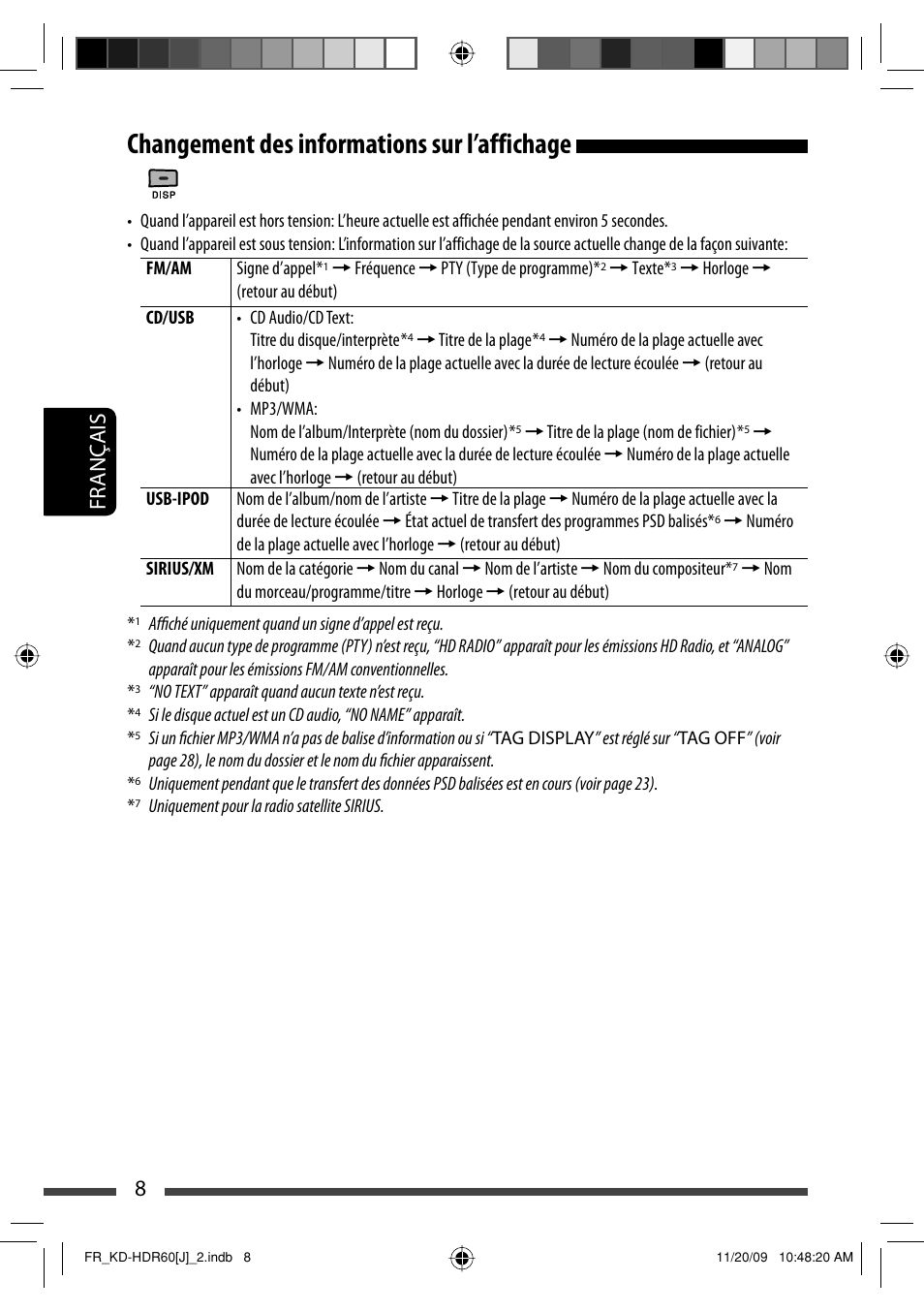 Changement des informations sur l’affichage, 8français | JVC LVT2095-001A User Manual | Page 96 / 136