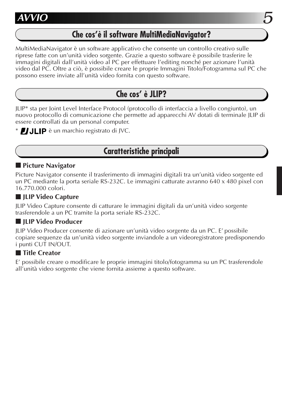 Avvio | JVC MultiMediaNavigator User Manual | Page 105 / 222