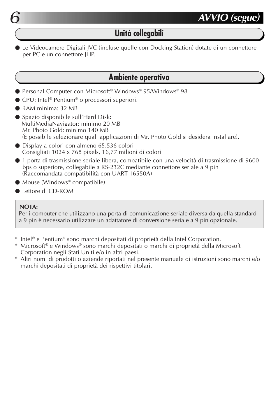 Avvio (segue), Ambiente operativo, Unità collegabili | JVC MultiMediaNavigator User Manual | Page 106 / 222