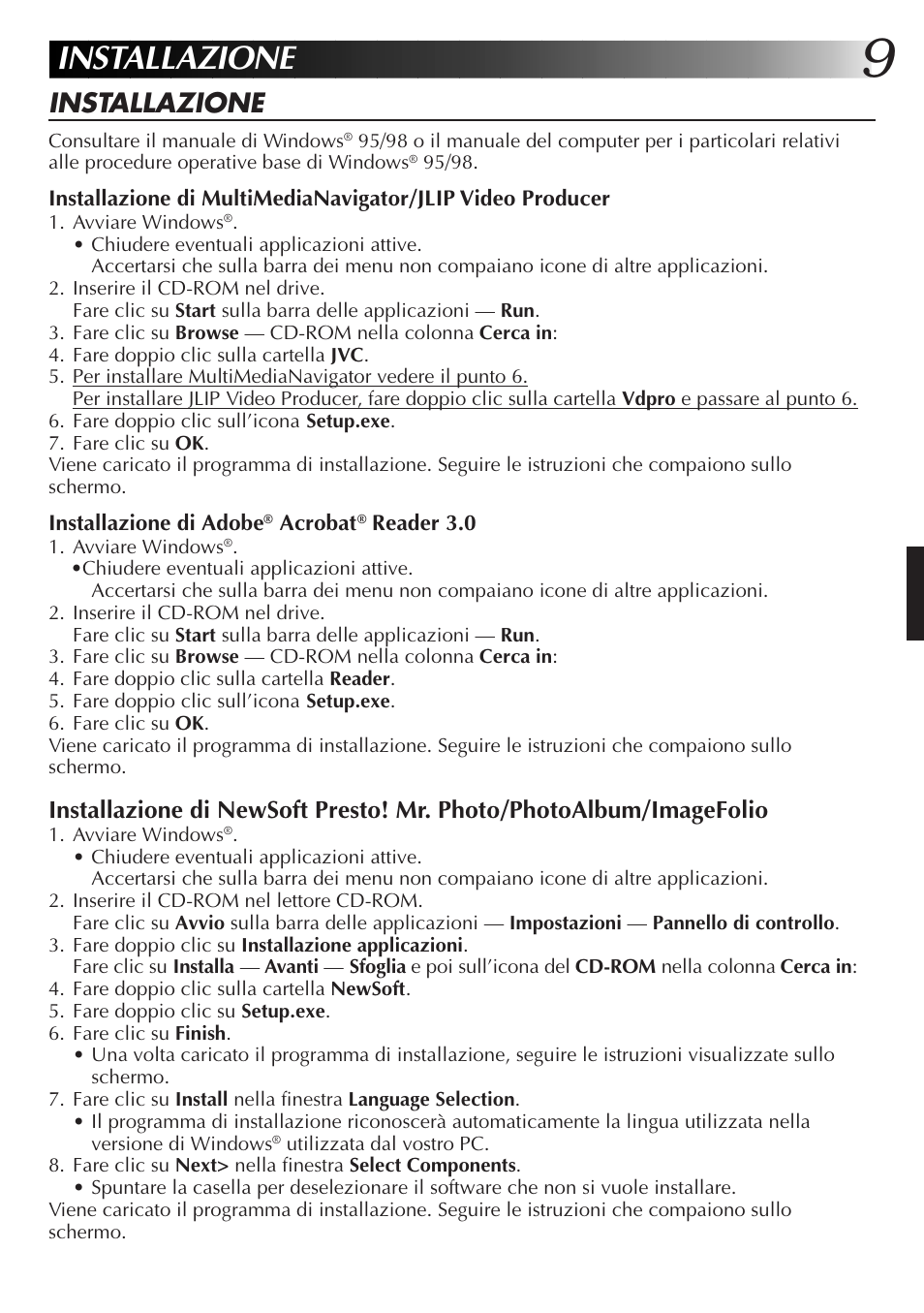 Installazione | JVC MultiMediaNavigator User Manual | Page 109 / 222