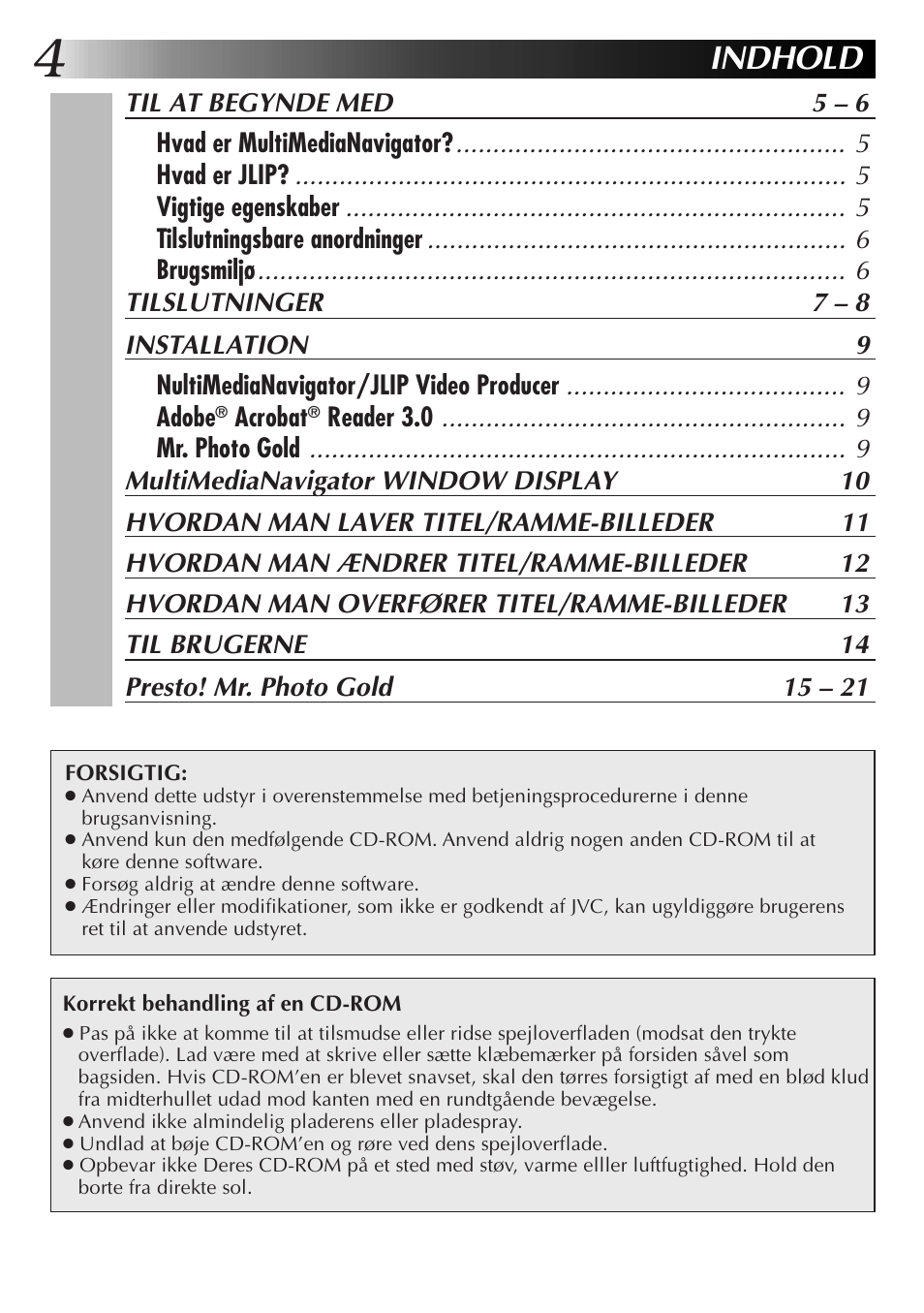 Indhold | JVC MultiMediaNavigator User Manual | Page 124 / 222