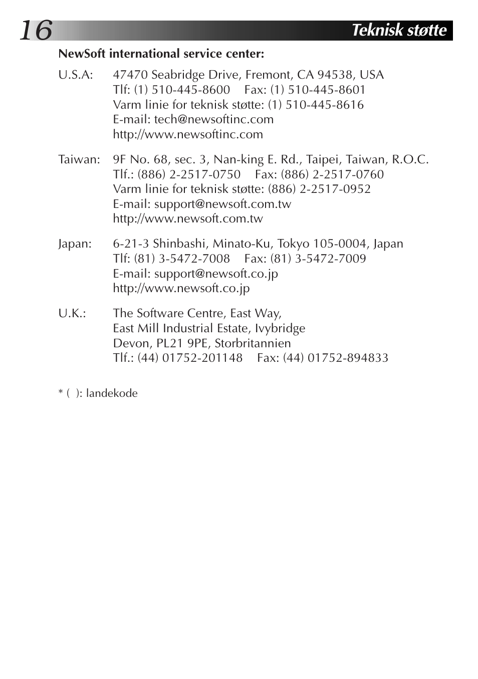 Teknisk støtte | JVC MultiMediaNavigator User Manual | Page 136 / 222