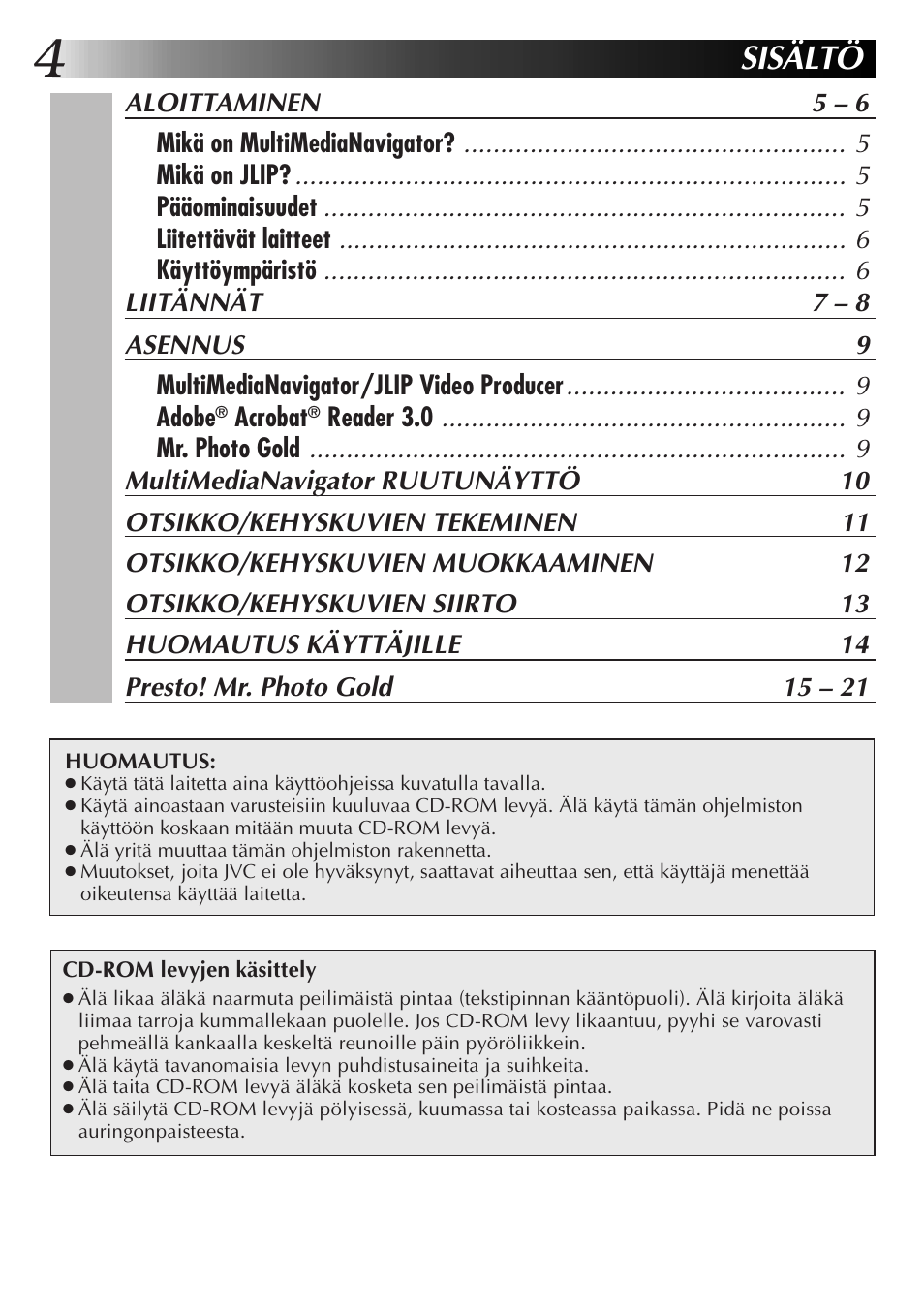 Sisältö | JVC MultiMediaNavigator User Manual | Page 144 / 222