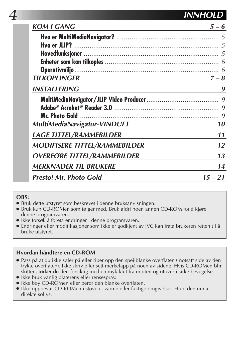 Innhold | JVC MultiMediaNavigator User Manual | Page 184 / 222