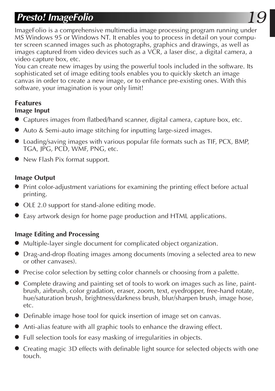 Presto! imagefolio | JVC MultiMediaNavigator User Manual | Page 19 / 222