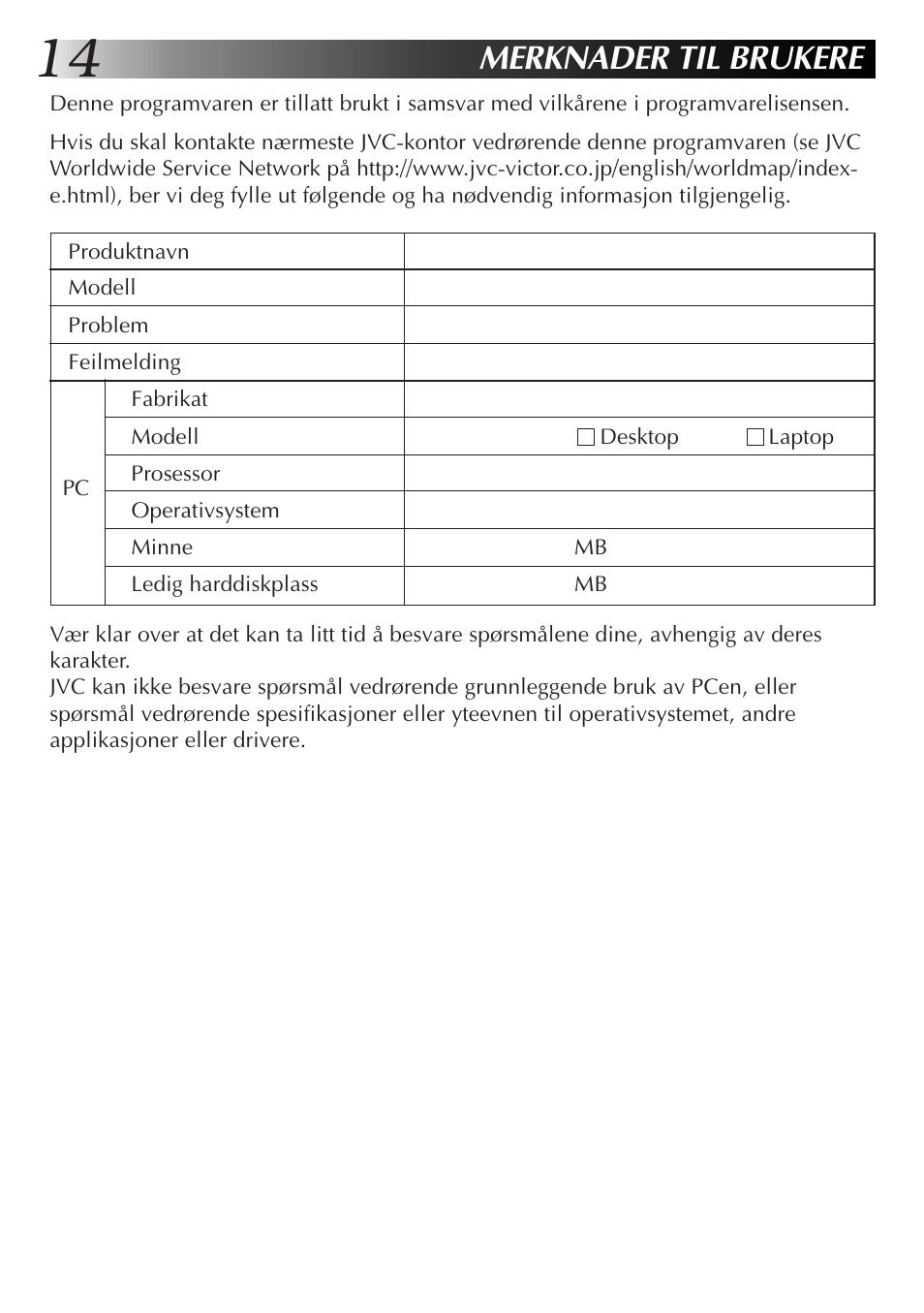 Merknader til brukere | JVC MultiMediaNavigator User Manual | Page 194 / 222