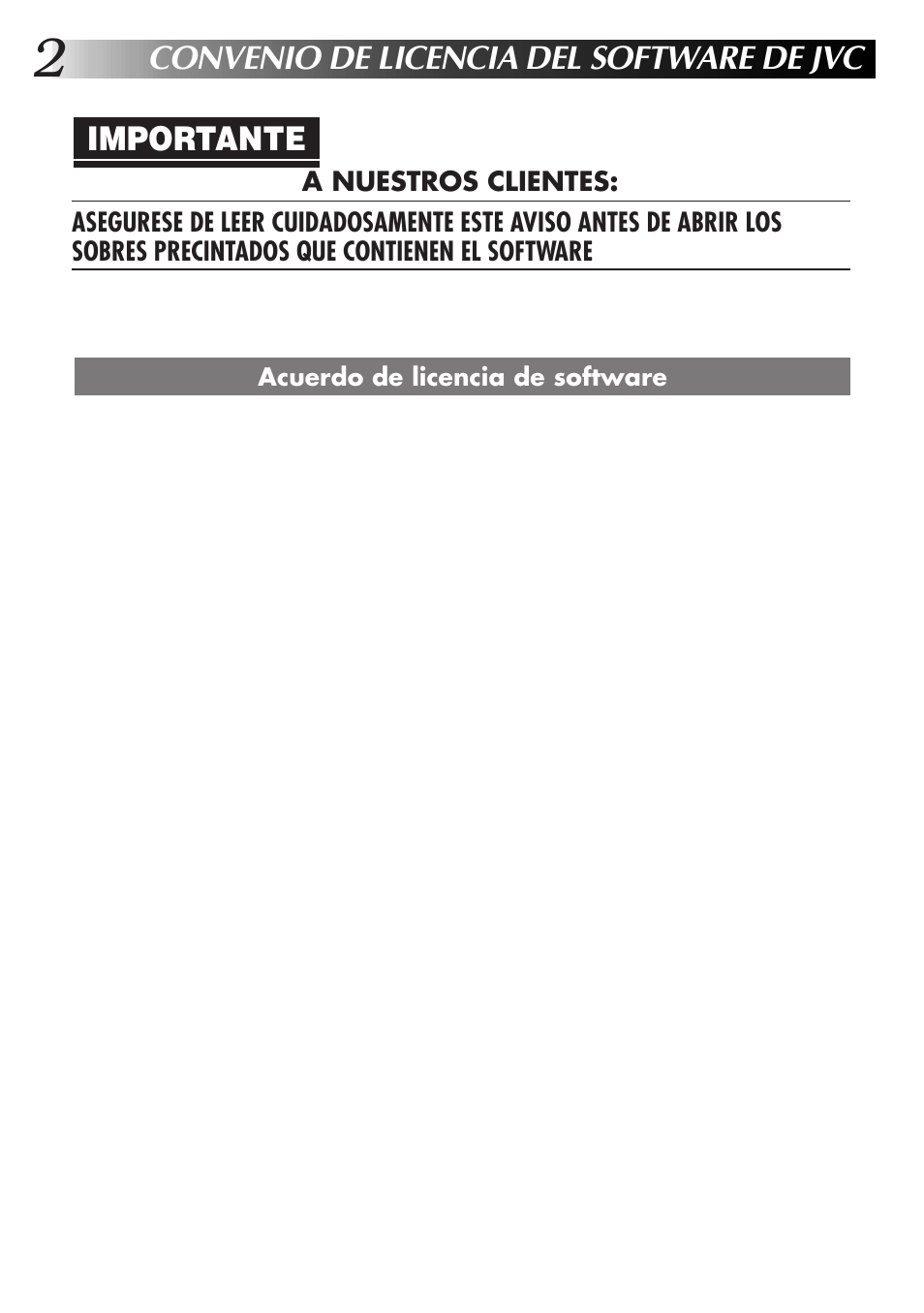 Convenio de licencia del software de jvc, Importante | JVC MultiMediaNavigator User Manual | Page 82 / 222