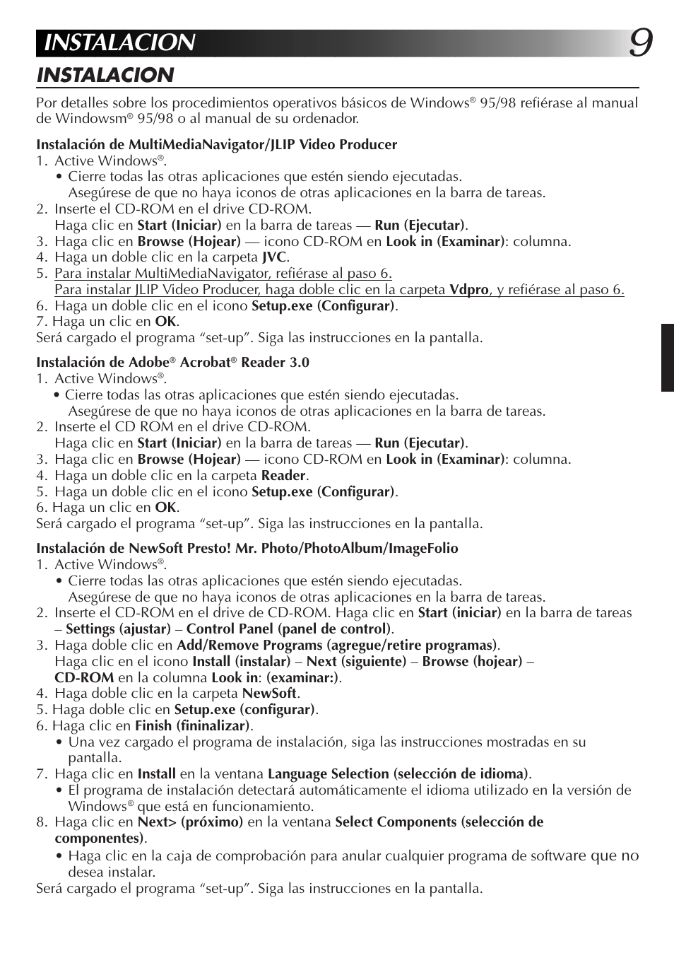 Instalacion | JVC MultiMediaNavigator User Manual | Page 89 / 222
