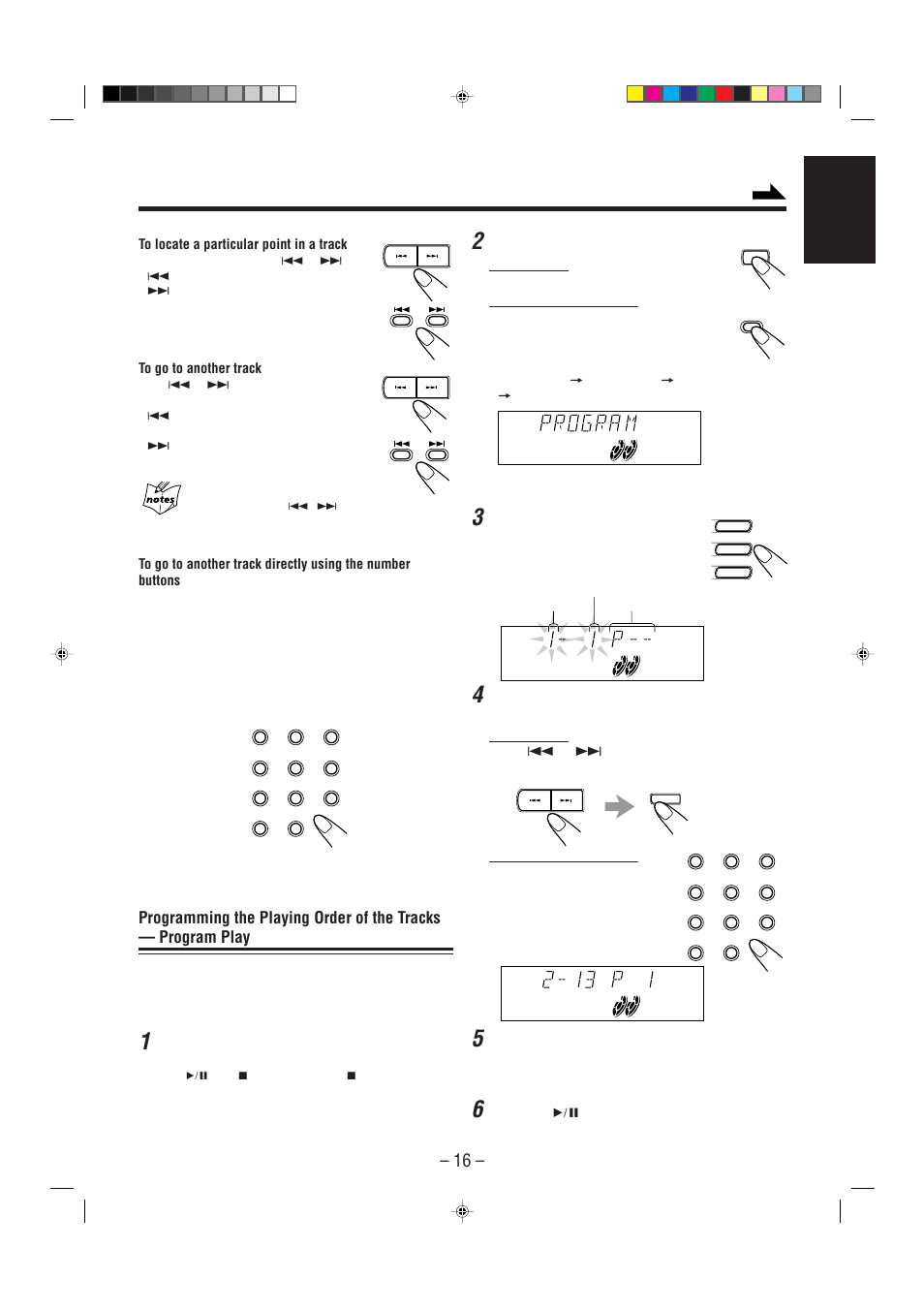 English, Load discs, Select the program play mode. on the unit | On the remote control, Program other tracks you want, Press cd 6 | JVC CA-MXJ206 User Manual | Page 19 / 32